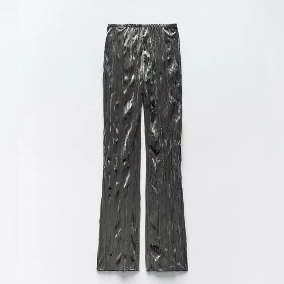 Zara Grey Velvet Flare Pants Size Medium - Picture 6 of 13